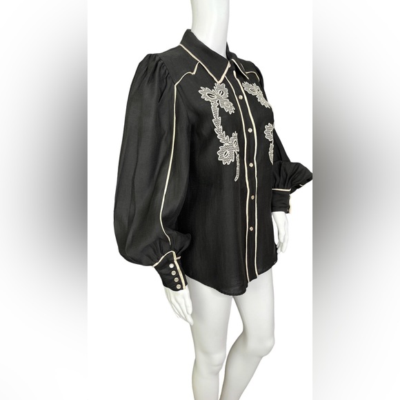 C/Meo Collective Nearby Black Shirt Pearl Snap Long Sleeve Cowgirl Western - Picture 3 of 12